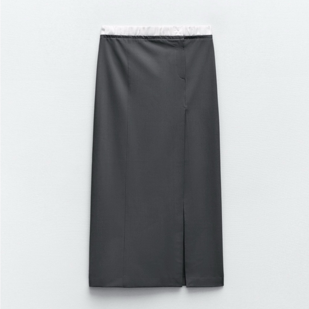 NEW Zara Charcoal Office Siren Gray Pencil Skirt -Size XS